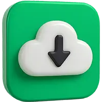 Green download icon with a white cloud and black arrow.