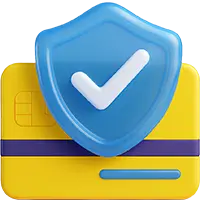 Secure payment icon with a credit card and shield