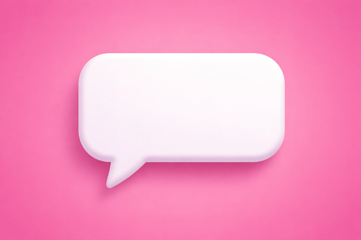 White speech bubble on a pink background, perfect for web design quotes or text.
